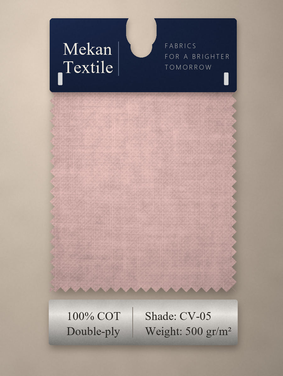 Mekan Textile swatch card for cotton canvas CV-05 in pink, 100% cotton, double-ply, 500 gr/m²