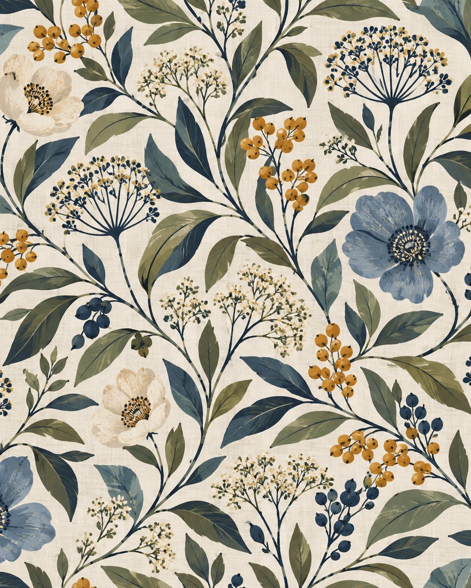 Vintage botanical curtain print
