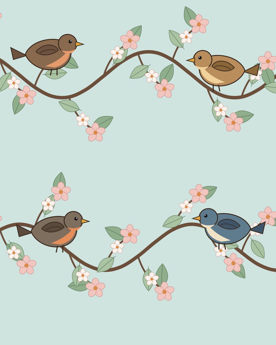 Garden birds curtain print
