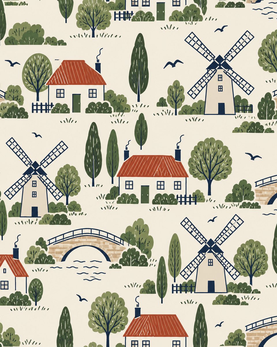 English countryside curtain print