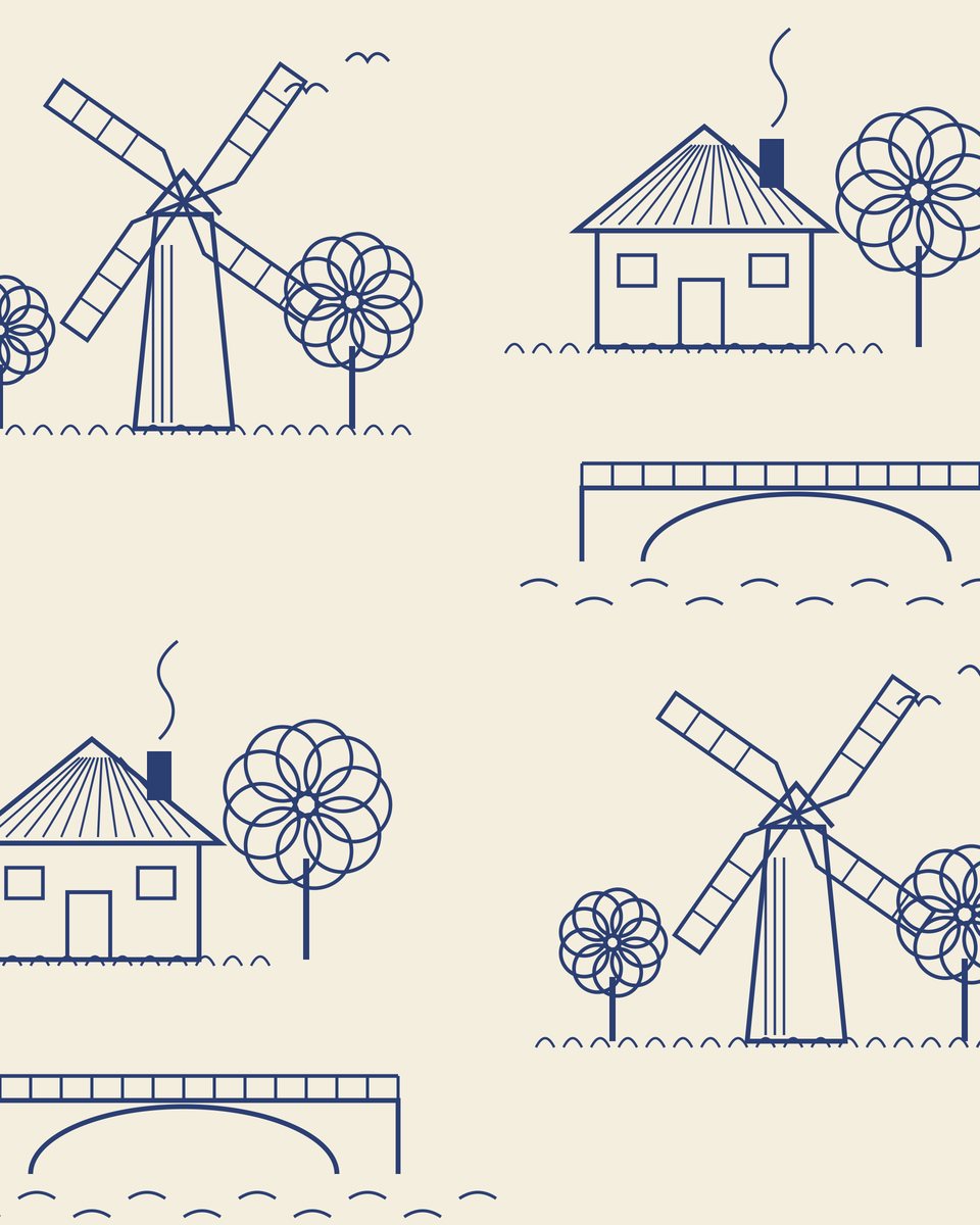 Windmills curtain print
