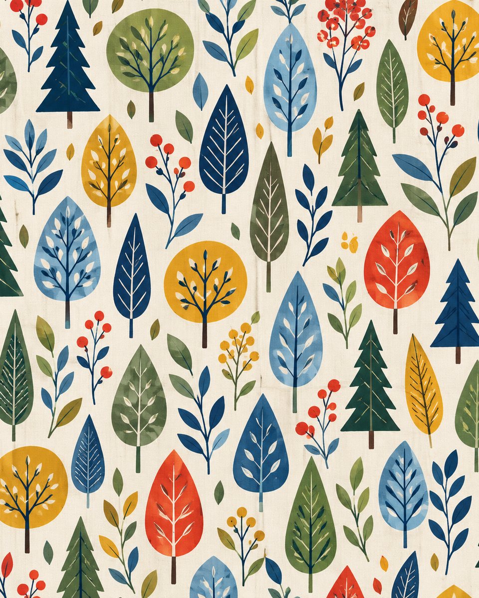 Nordic forest curtain print
