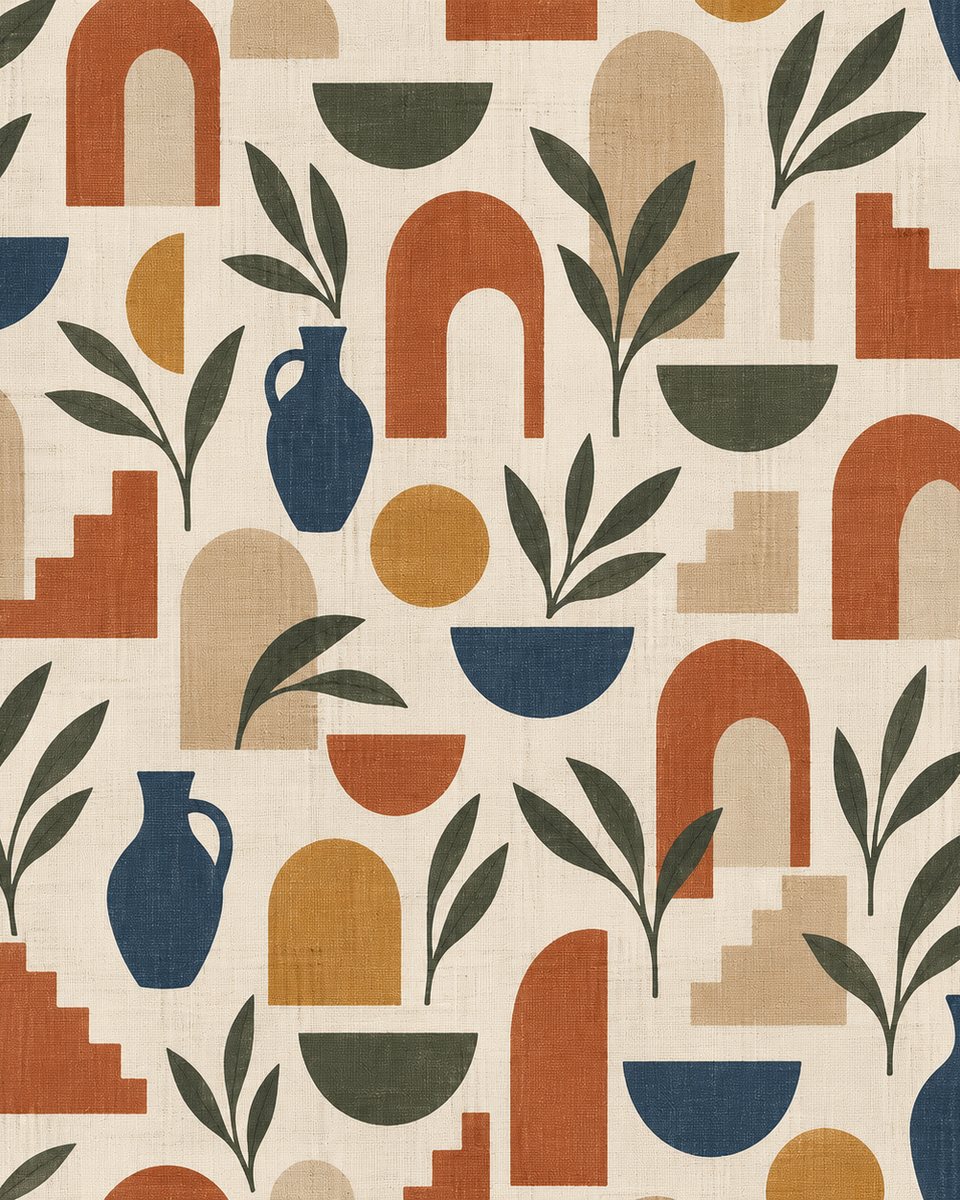 Mediterranean shapes curtain print