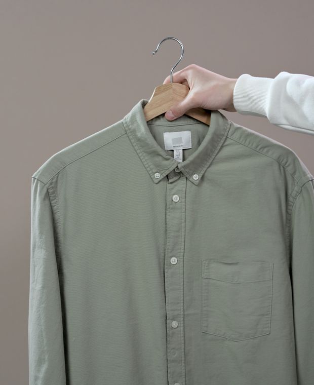 Cotton poplin shirt on a hanger